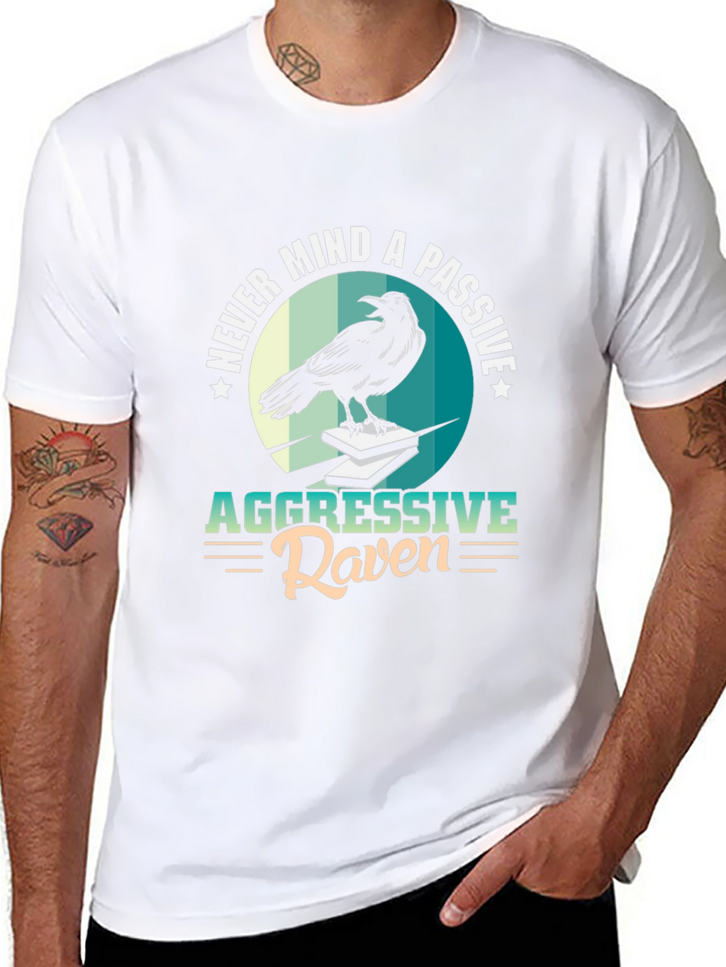 Aggressive Raven Graphic Tee - Unique Design Black T-Shirt