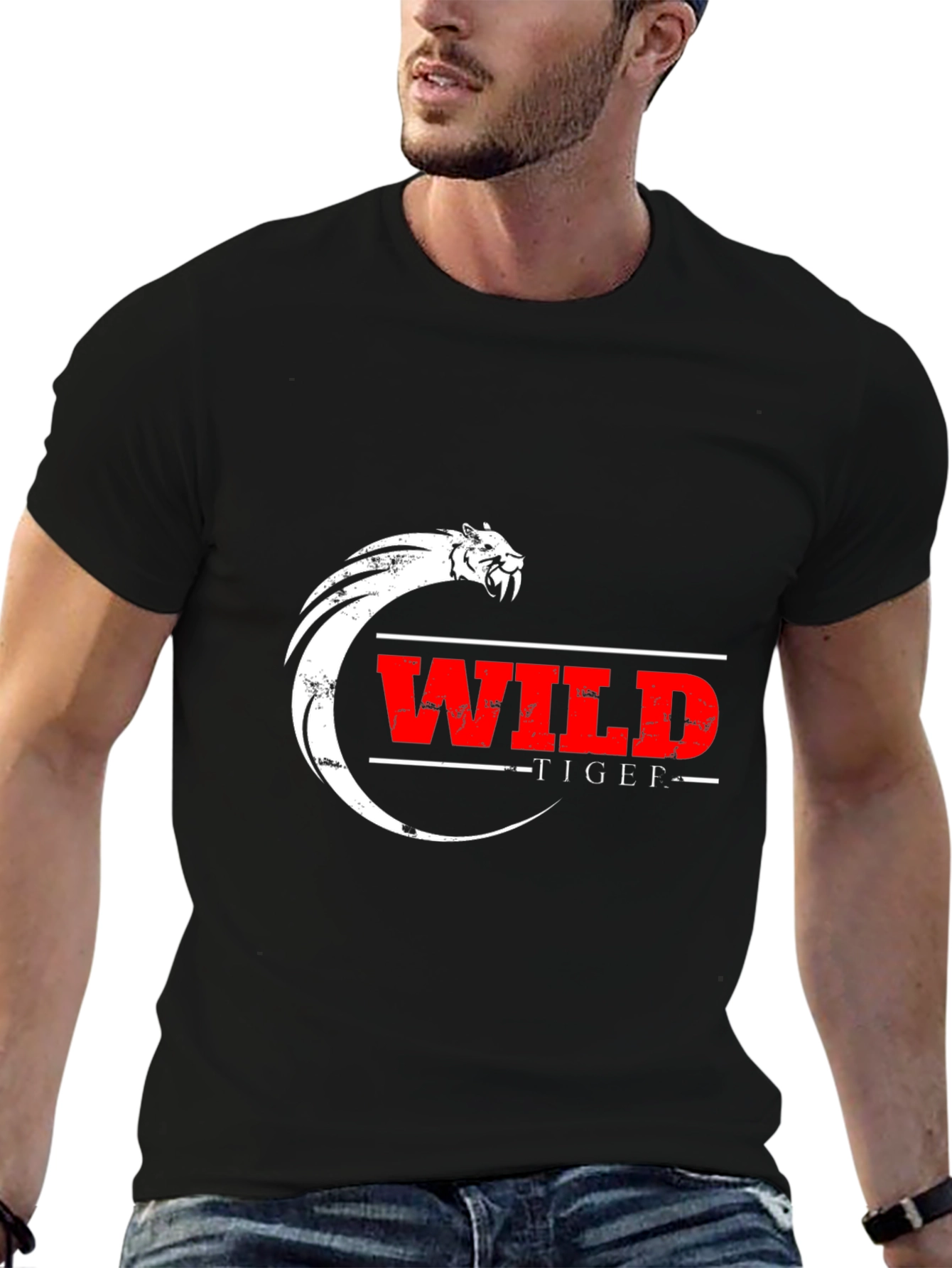 Wild Tiger Graphic Black T-Shirt