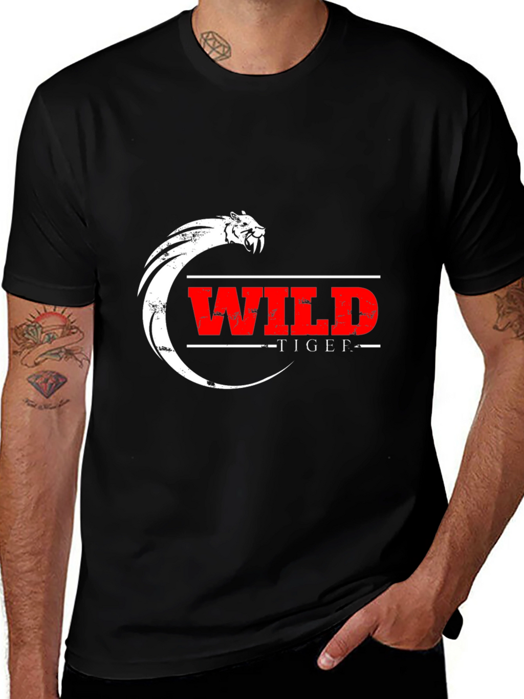 Wild Tiger Graphic Black T-Shirt