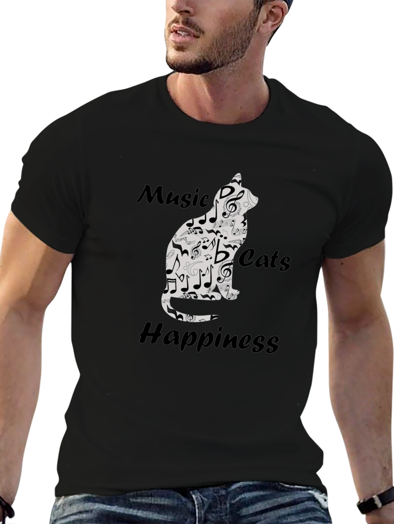 Music Cats Happiness Graphic T-Shirt