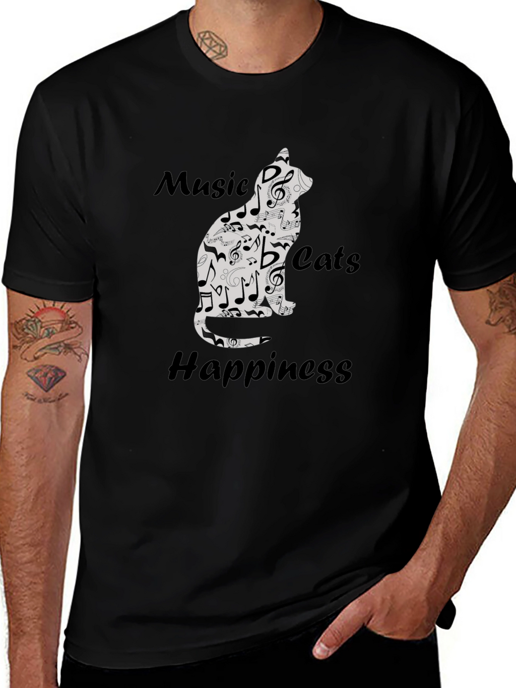 Music Cats Happiness Graphic T-Shirt