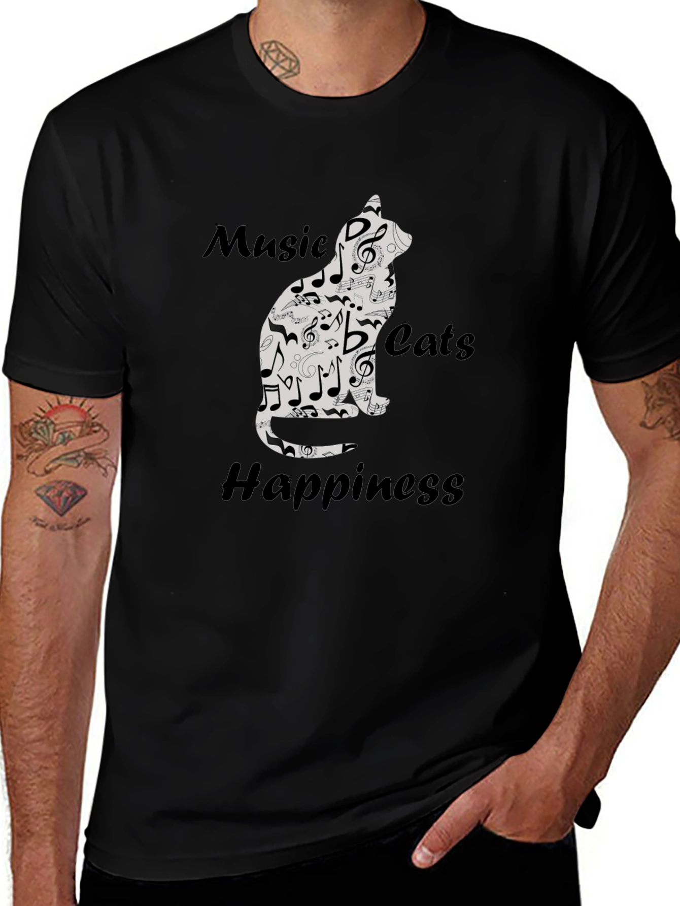 Music Cats Happiness Graphic T-Shirt