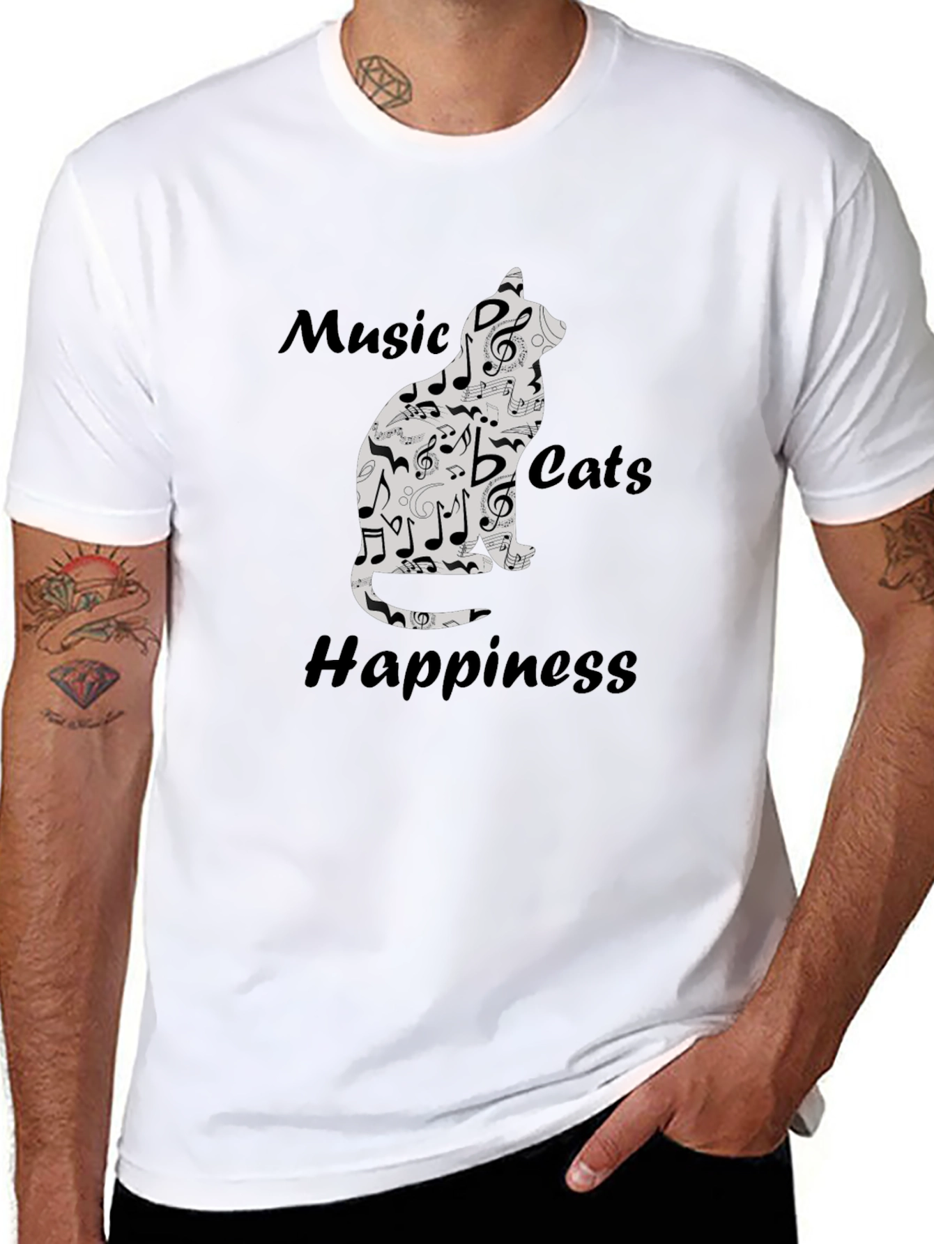 Music Cats Happiness Graphic T-Shirt