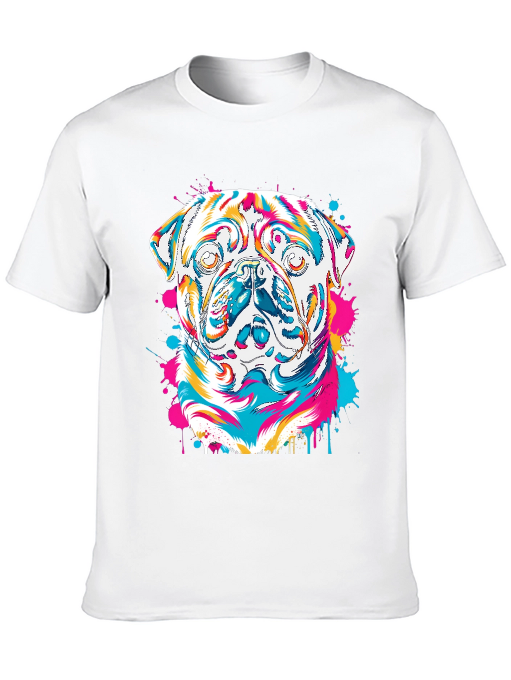 Colorful Pug Graphic T-Shirt