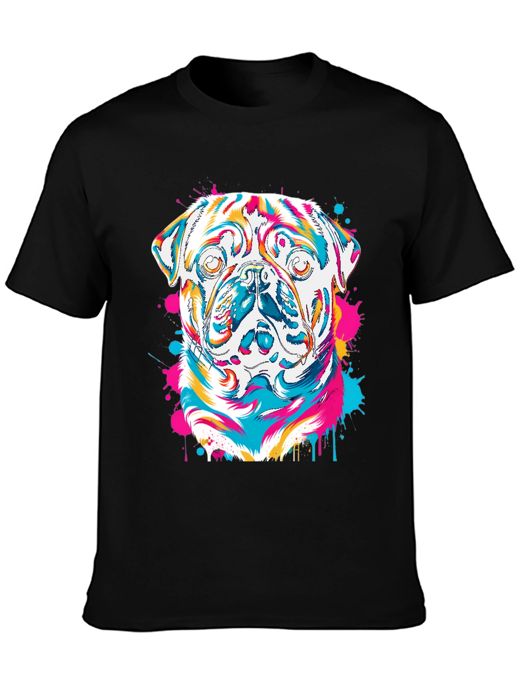 Colorful Pug Graphic T-Shirt
