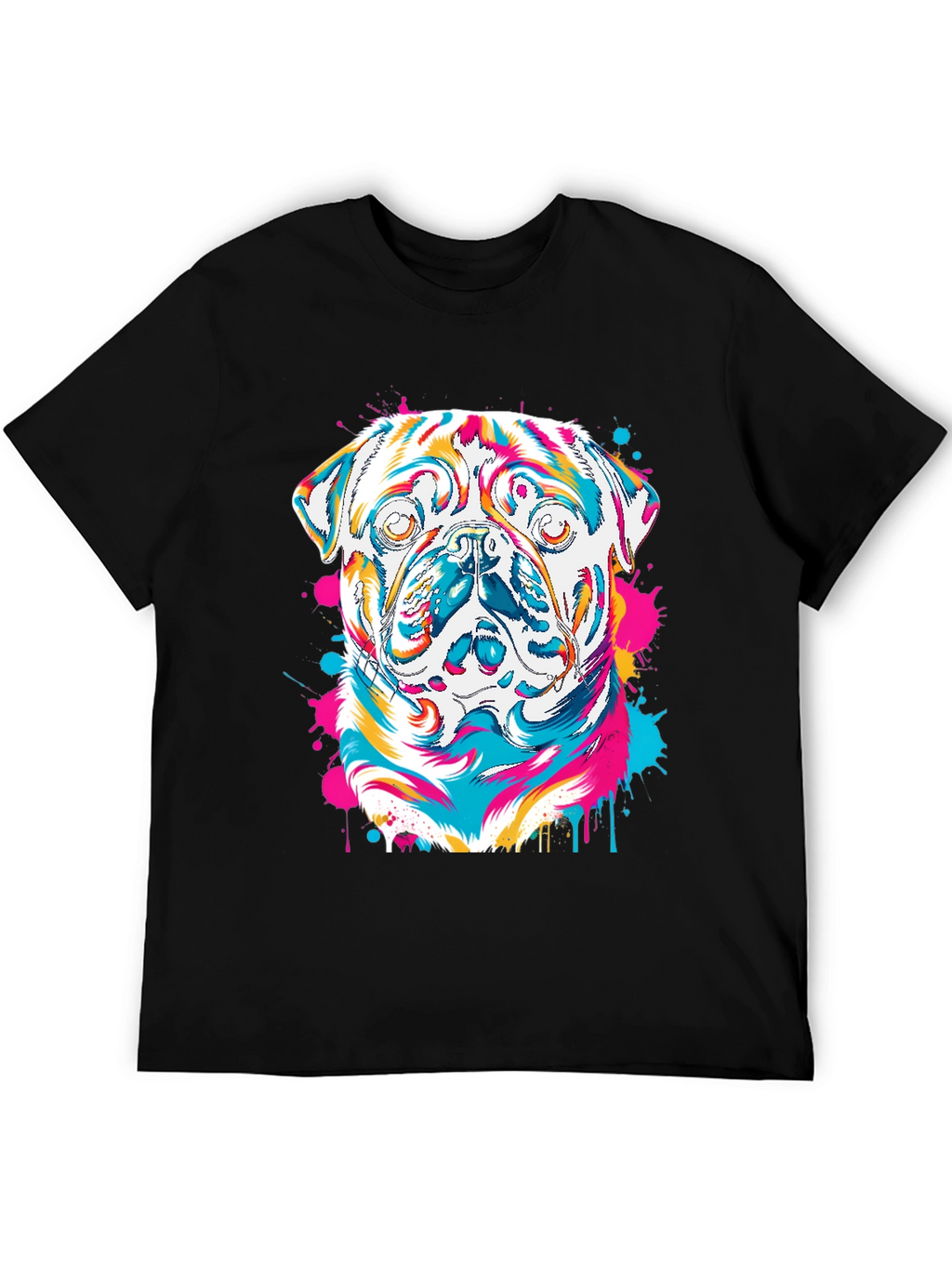 Colorful Pug Graphic T-Shirt