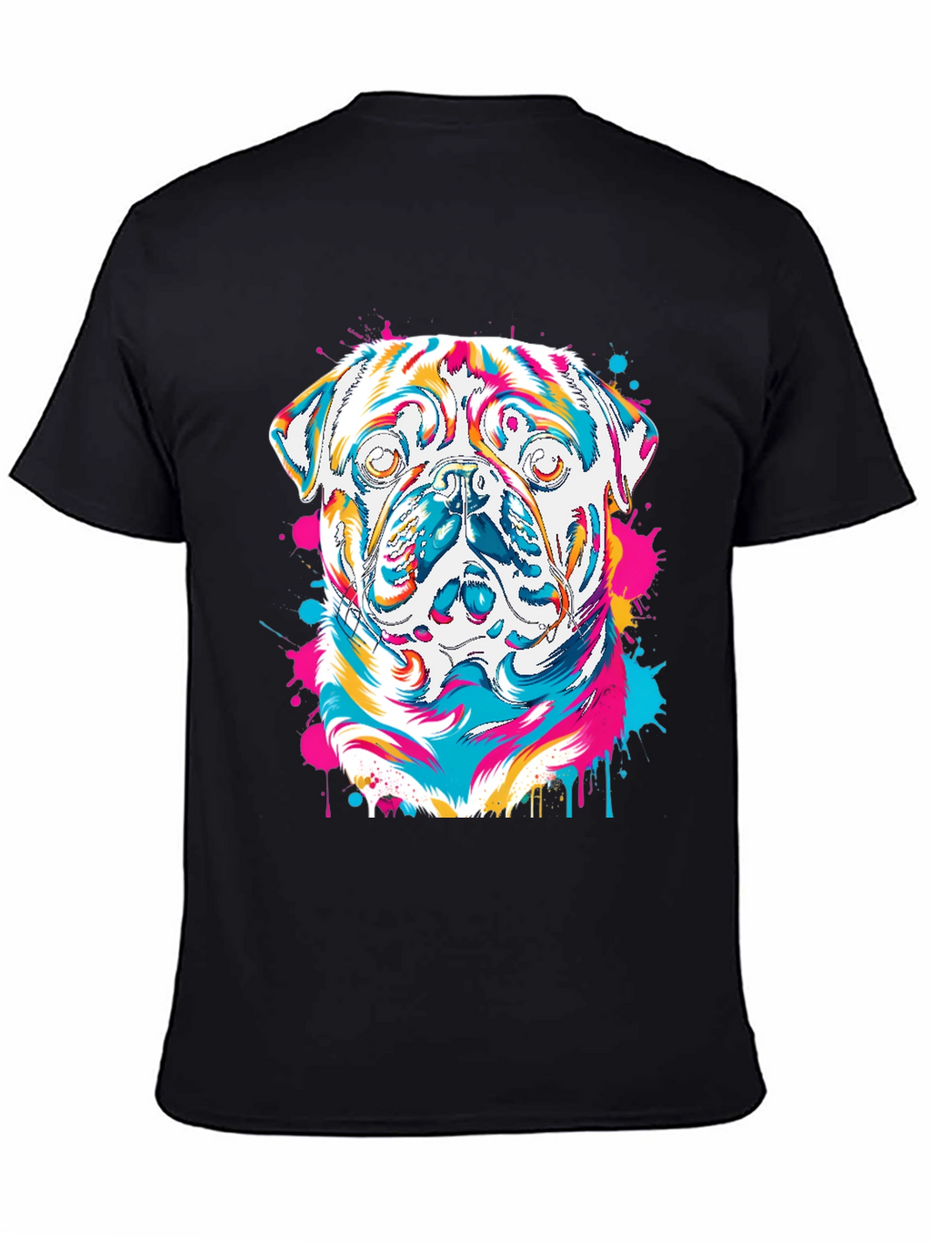 Colorful Pug Graphic T-Shirt