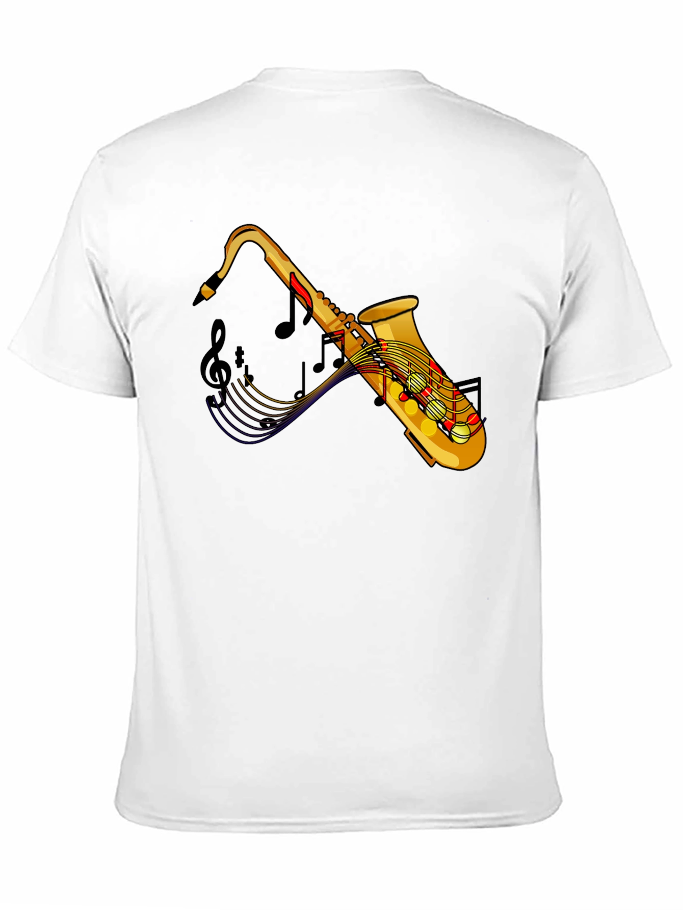 Saxophone Music Notes Graphic Black T-Shirt