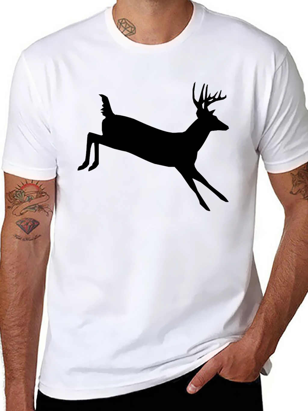 Black Deer Silhouette Graphic T-Shirt