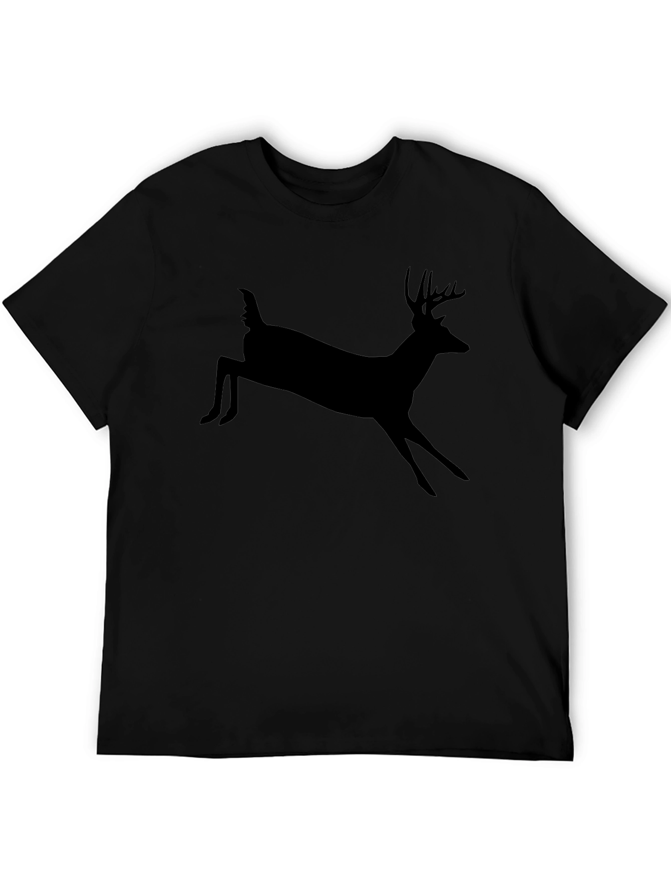 Black Deer Silhouette Graphic T-Shirt