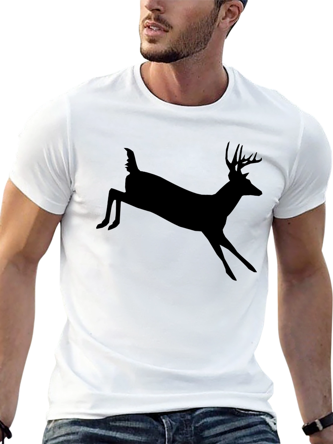 Black Deer Silhouette Graphic T-Shirt