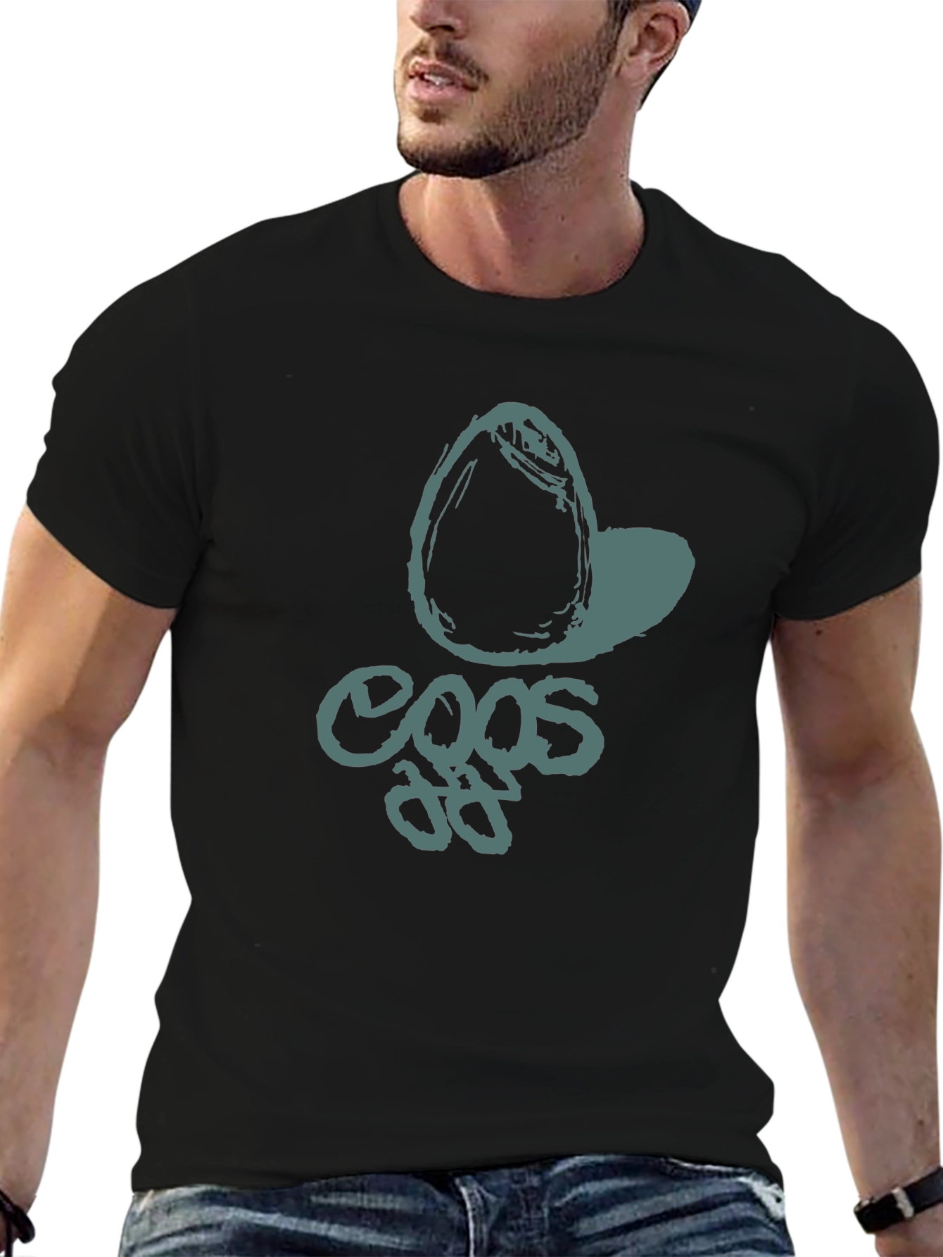 Cool Graphic Tee - Egg Design Black T-Shirt
