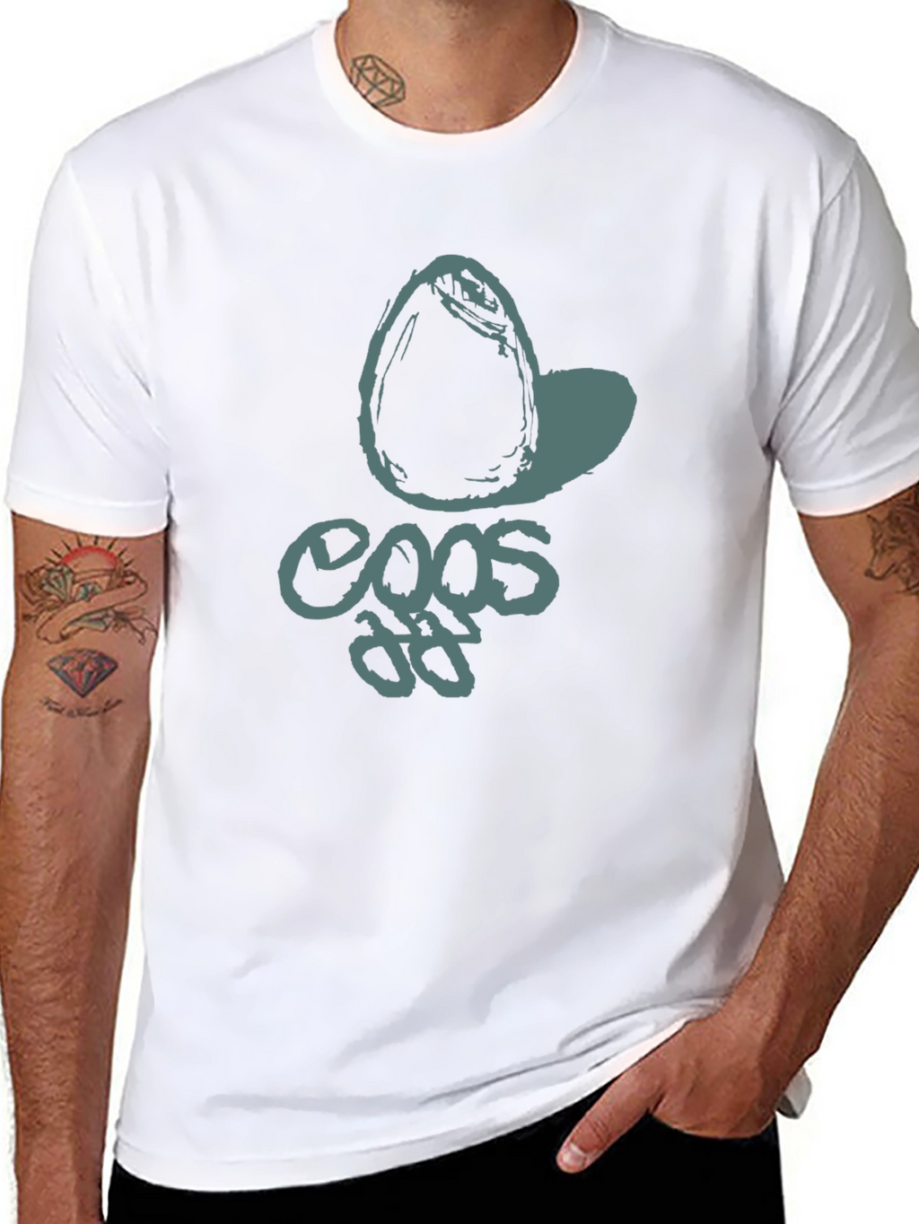Cool Graphic Tee - Egg Design Black T-Shirt