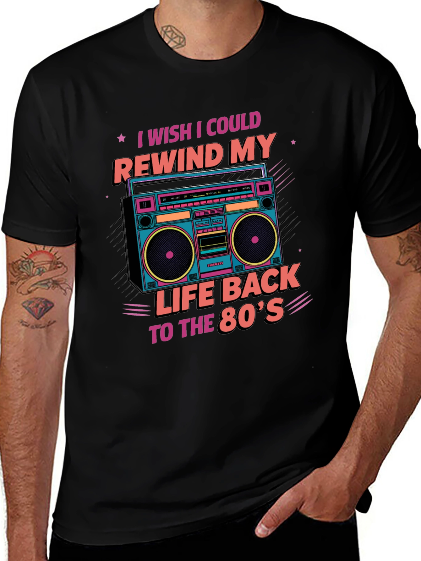 Rewind to the 80s Retro Boombox T-Shirt