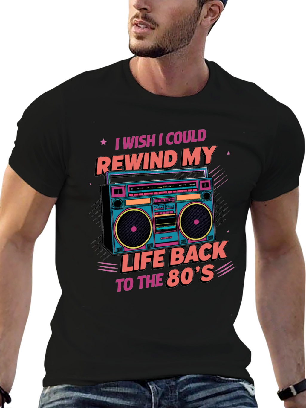 Rewind to the 80s Retro Boombox T-Shirt