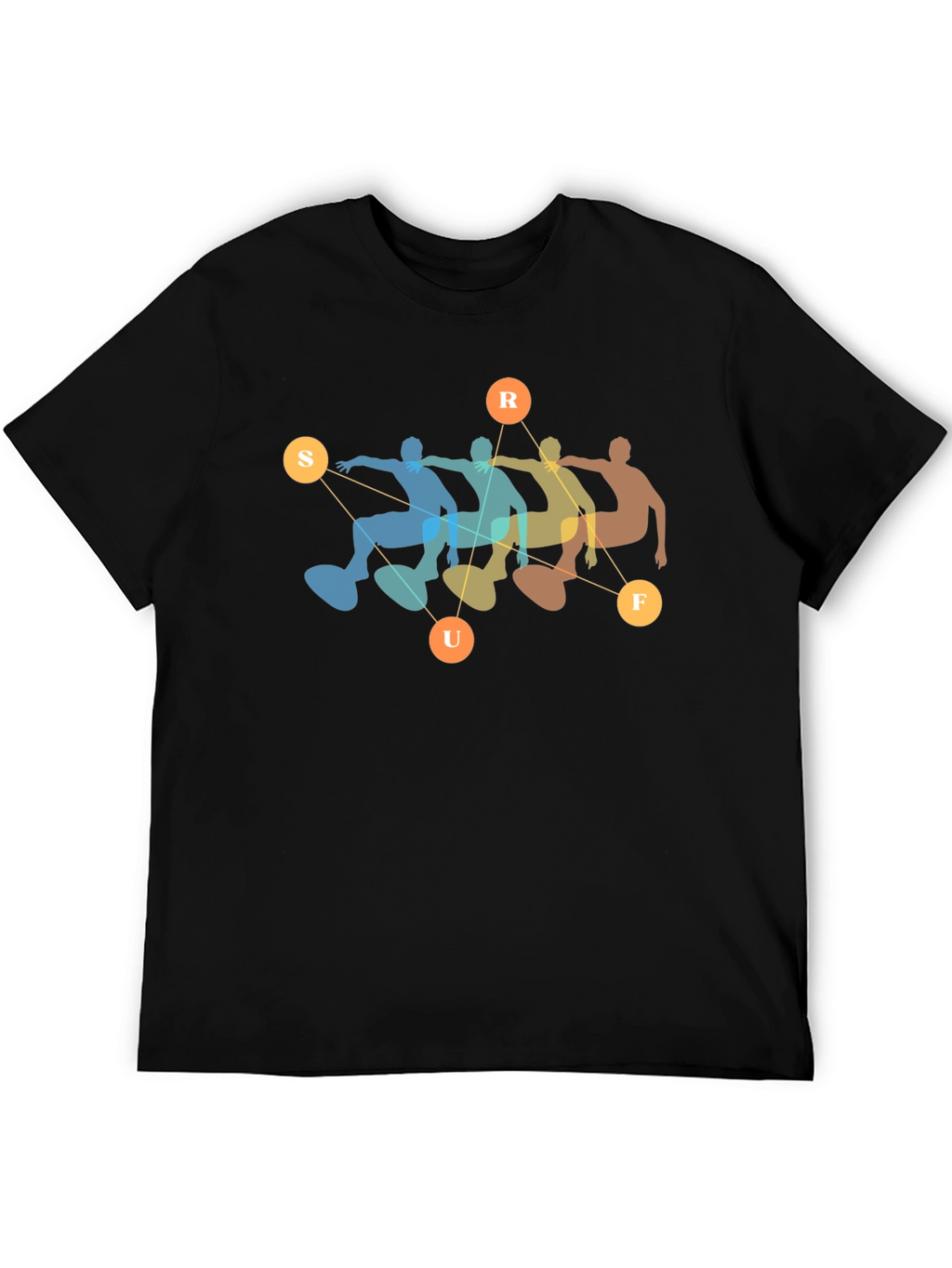 Retro Surf T-Shirt - Black Cotton Blend