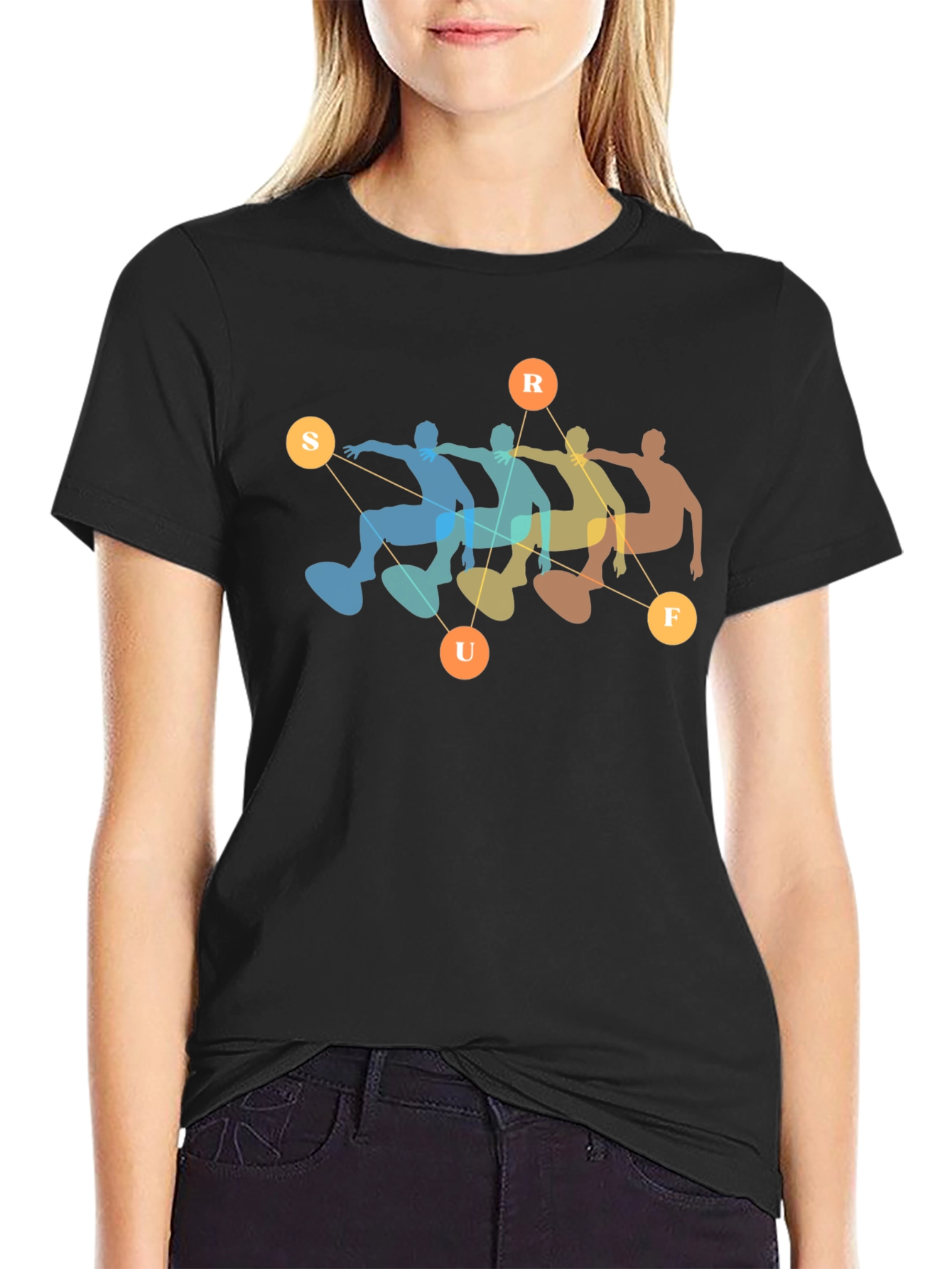 Retro Surf T-Shirt - Black Cotton Blend