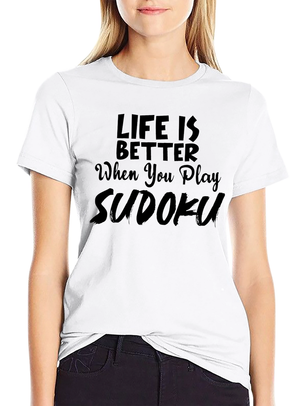 Life Is Better Sudoku Black T-Shirt