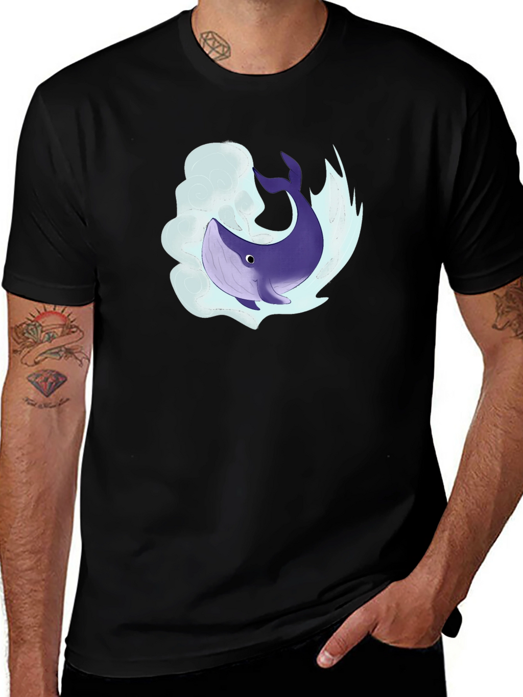 Whale Graphic Black T-Shirt - Unique Design