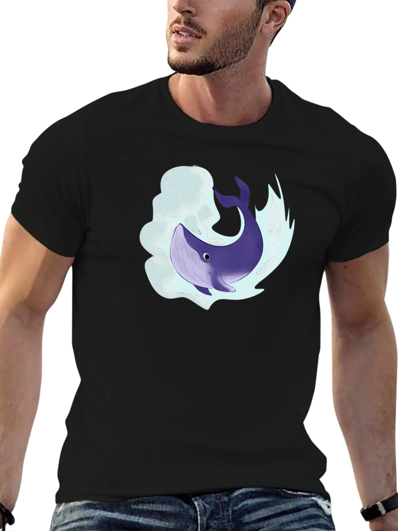 Whale Graphic Black T-Shirt - Unique Design