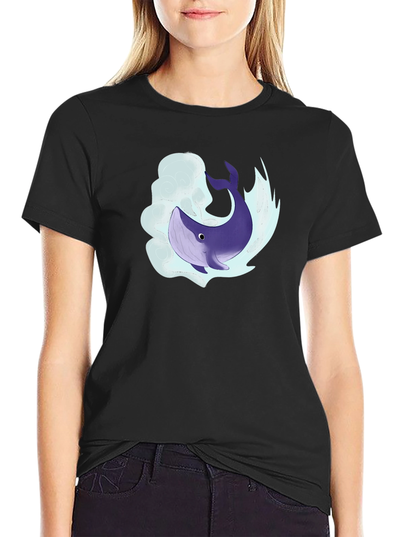 Whale Graphic Black T-Shirt - Unique Design