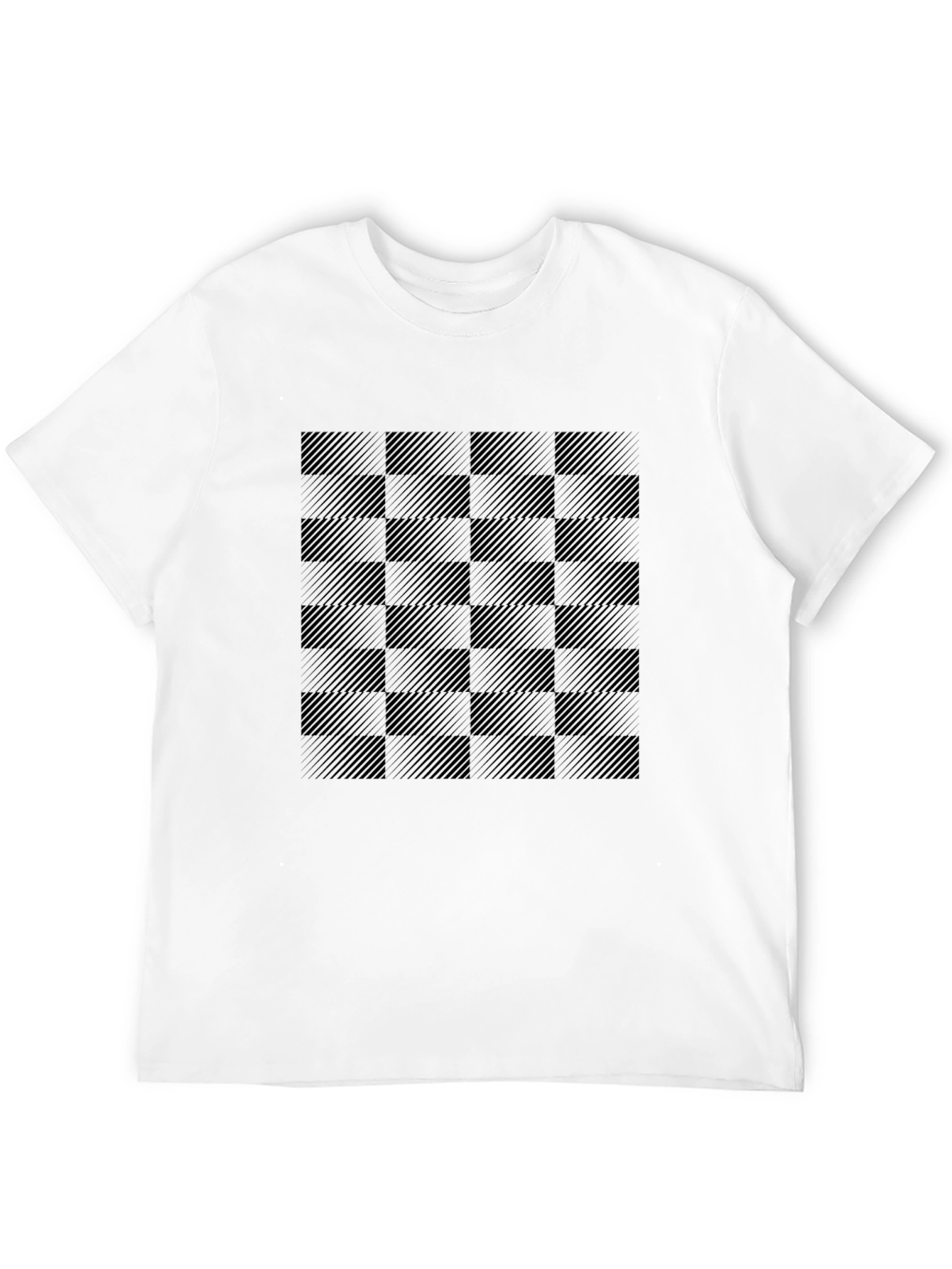 Black Checkered Graphic Tee - Stylish & Modern