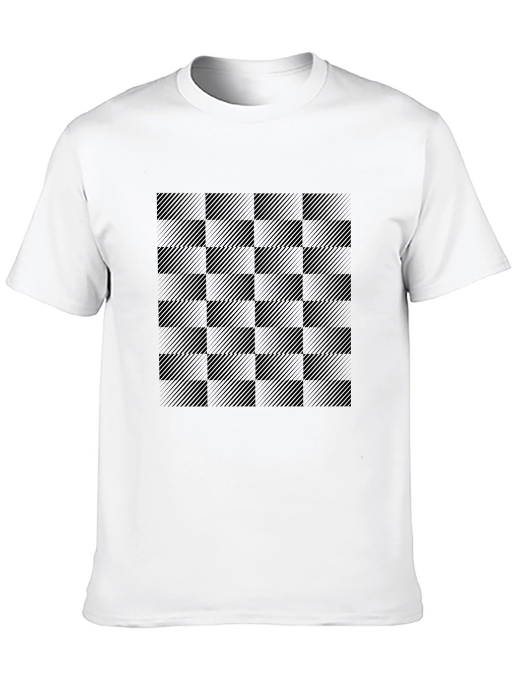 Black Checkered Graphic Tee - Stylish & Modern