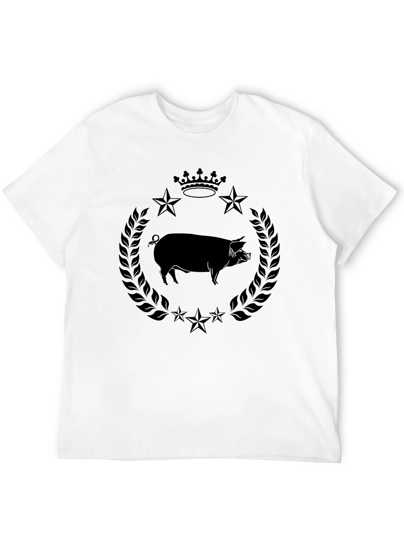 Pig Crown Star Graphic Tee - Stylish Mens Black T-Shirt