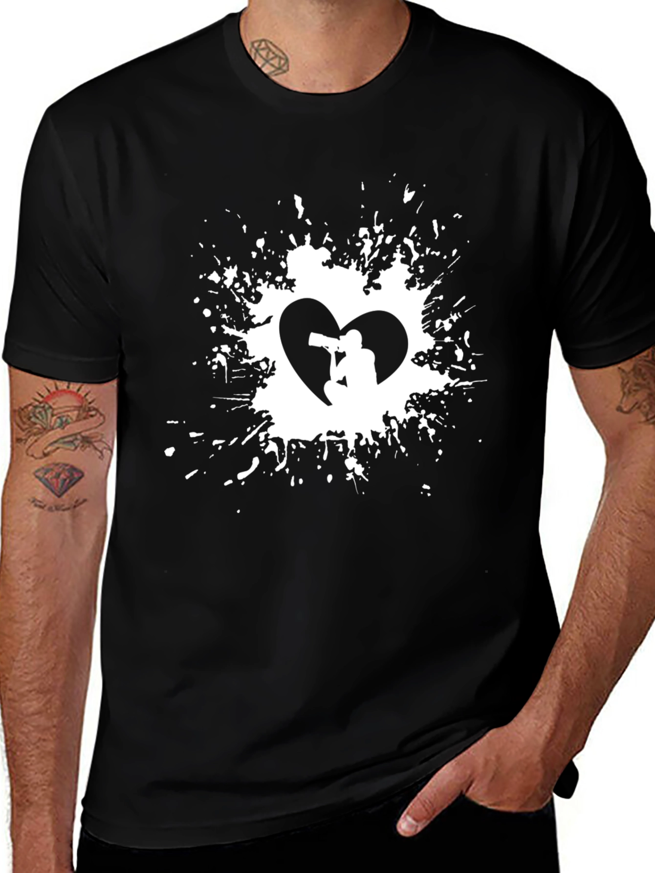 Photographer Heart T-Shirt - Black Graphic Tee