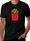 Keep Calm & Eat Fries Black T-Shirt