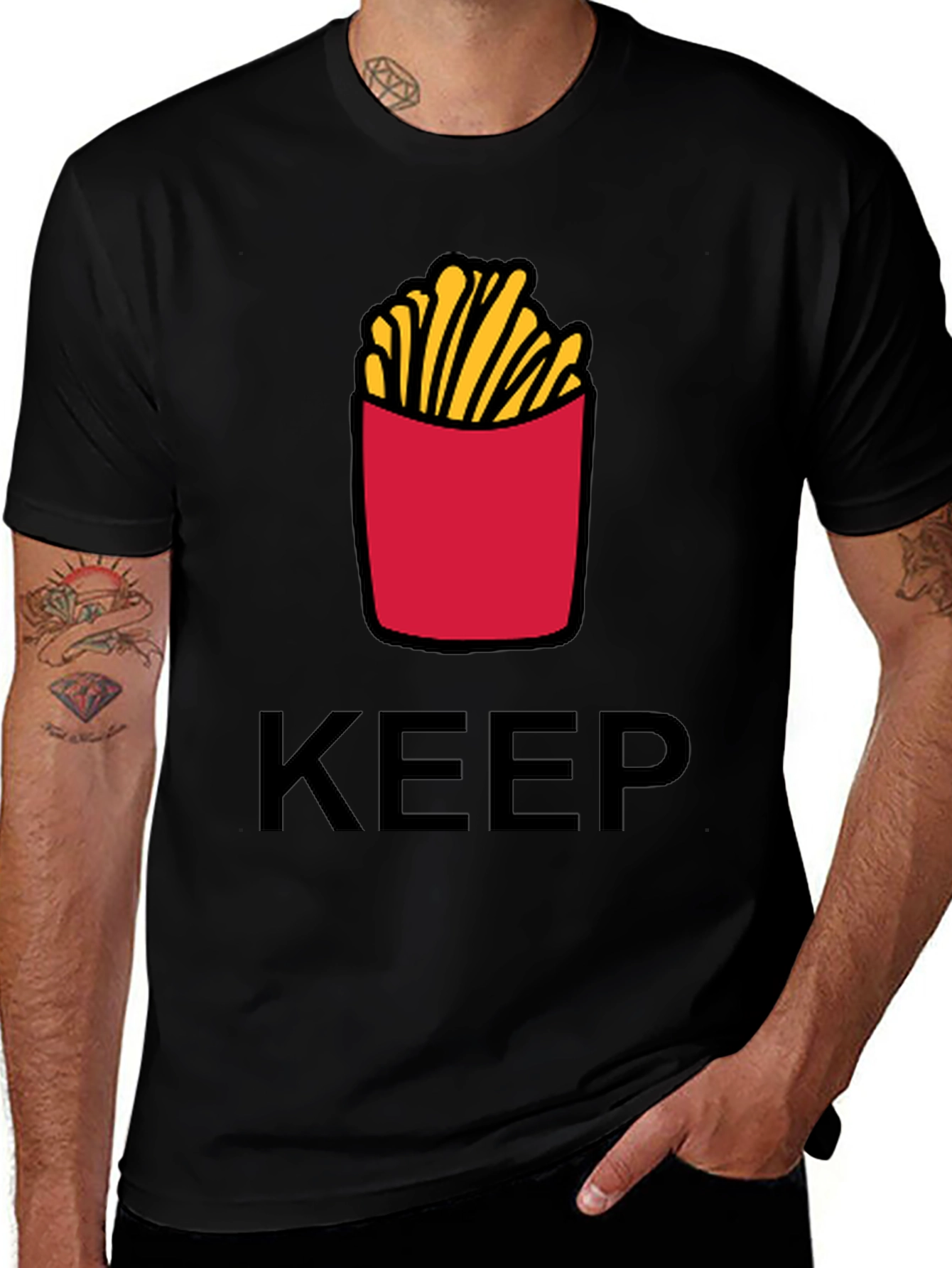 Keep Calm & Eat Fries Black T-Shirt
