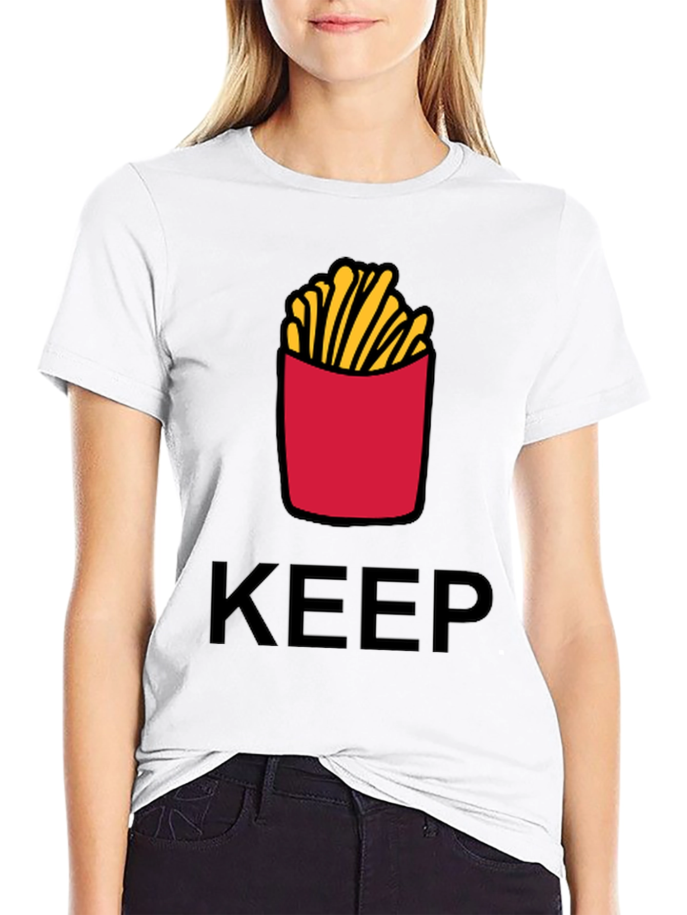 Keep Calm & Eat Fries Black T-Shirt
