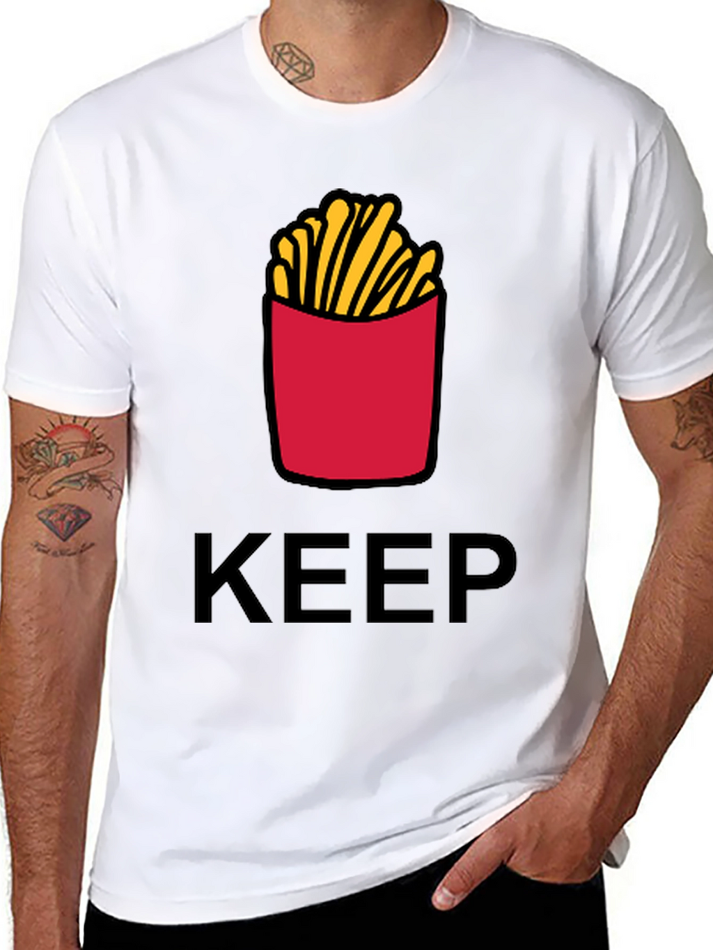 Keep Calm & Eat Fries Black T-Shirt