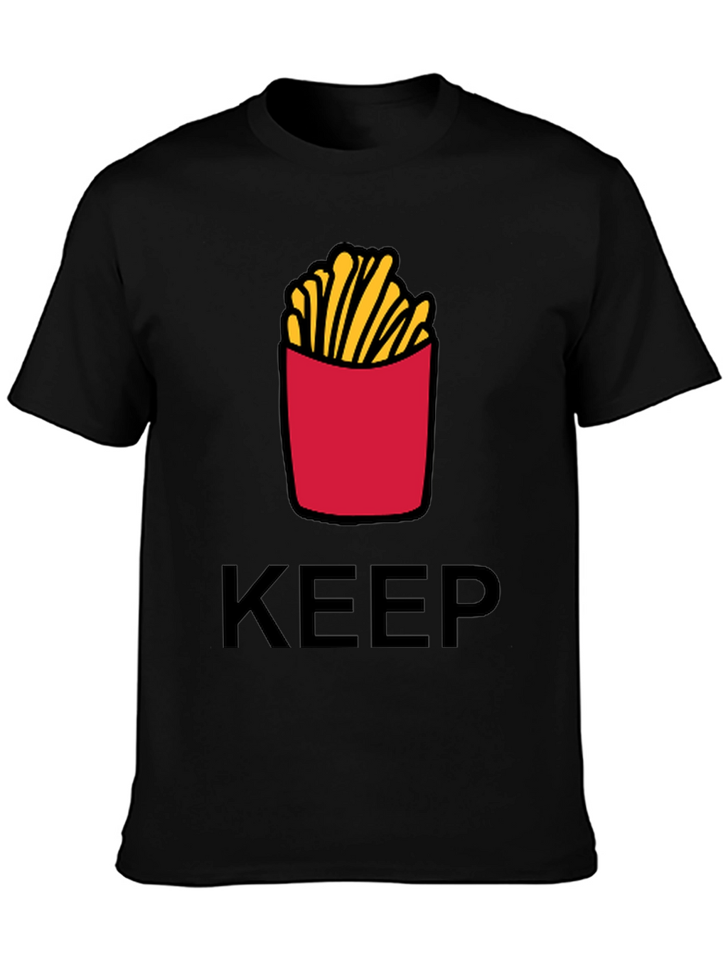 Keep Calm & Eat Fries Black T-Shirt