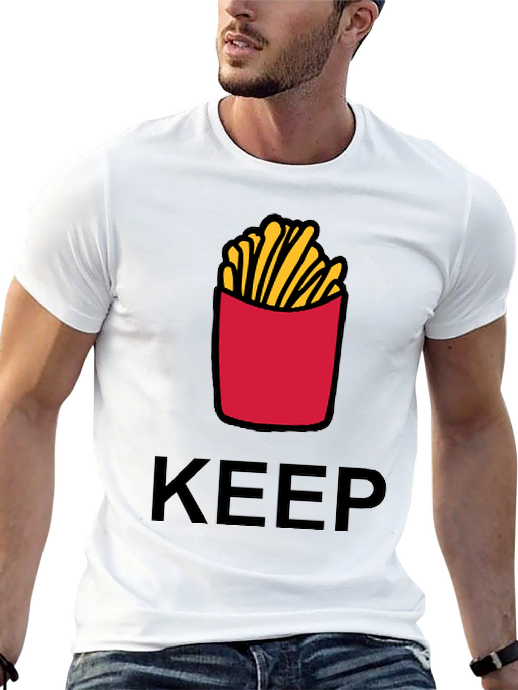 Keep Calm & Eat Fries Black T-Shirt