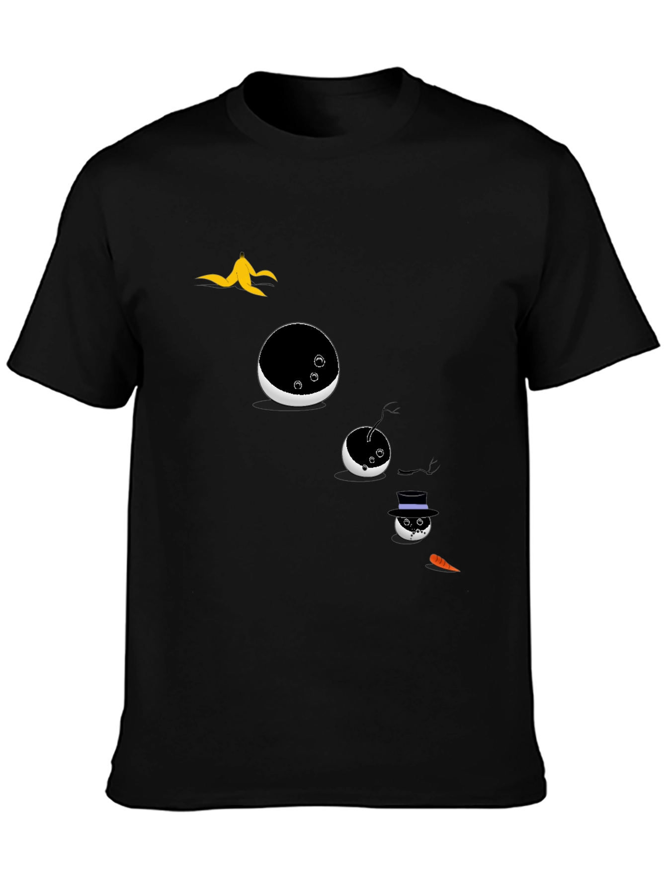 Mens Novelty Snowman T-Shirt - Black