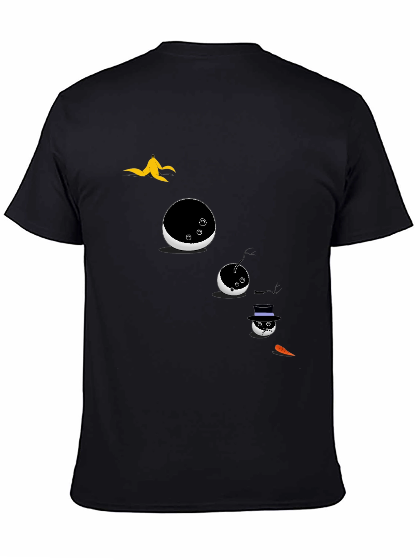 Mens Novelty Snowman T-Shirt - Black