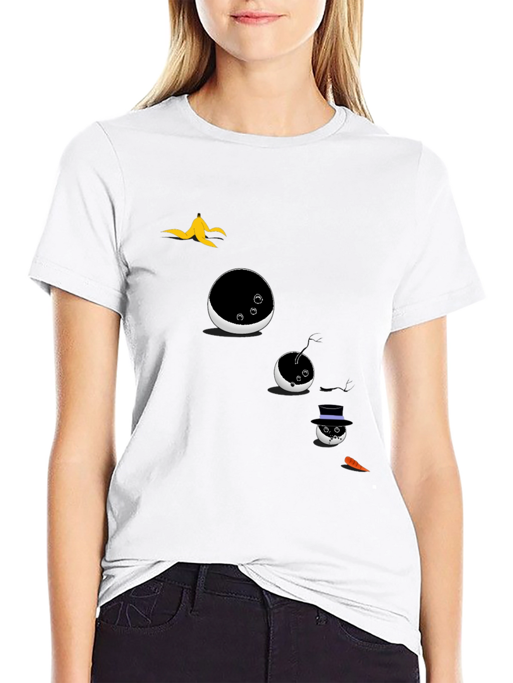 Mens Novelty Snowman T-Shirt - Black