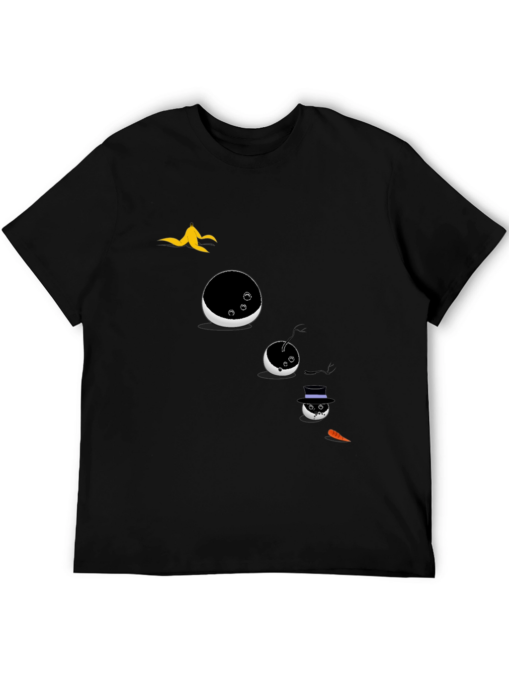 Mens Novelty Snowman T-Shirt - Black