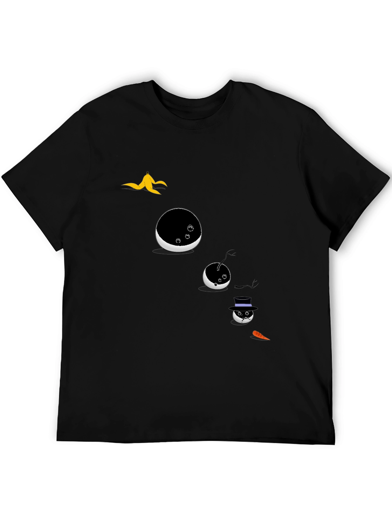 Mens Novelty Snowman T-Shirt - Black