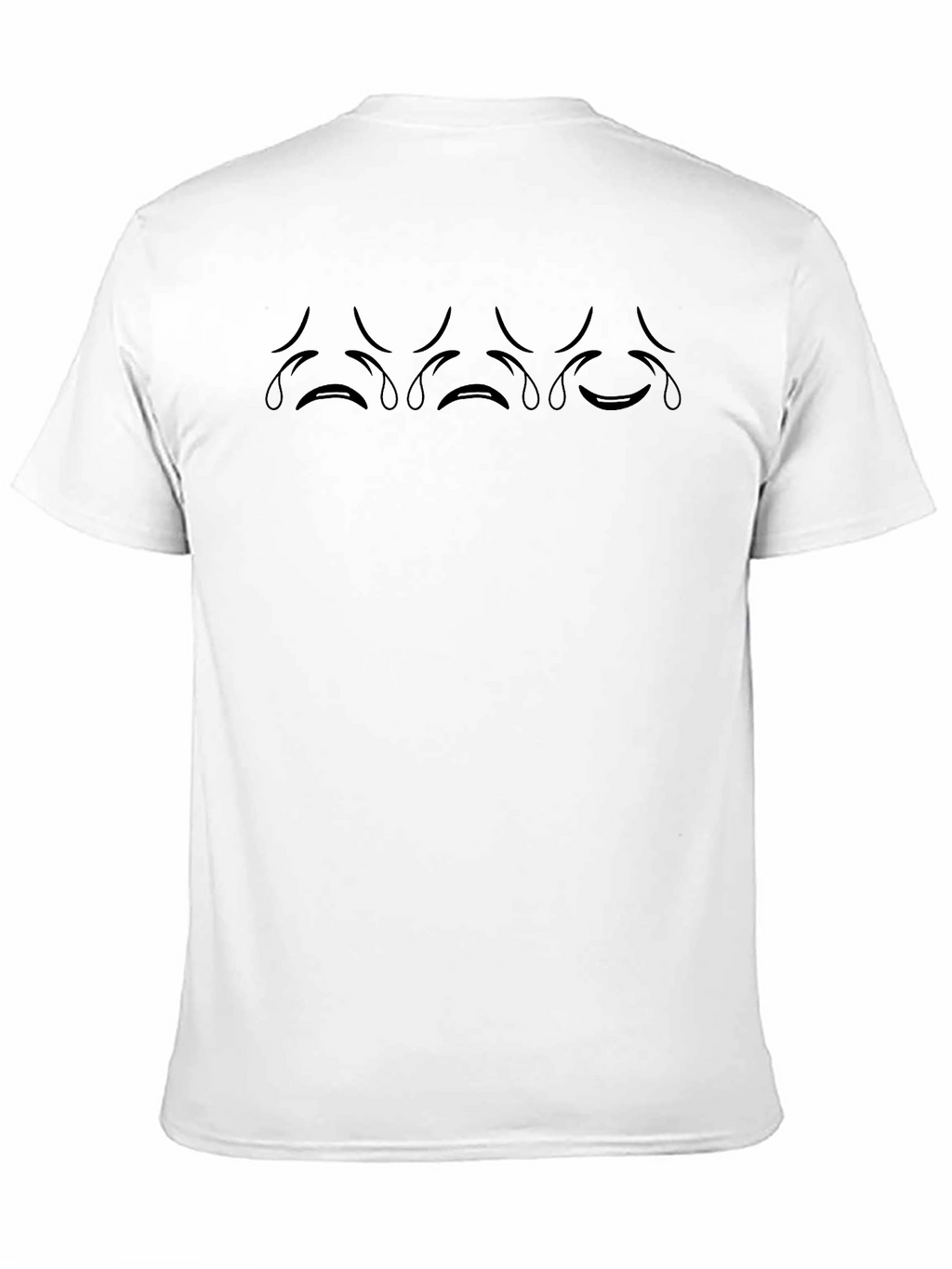 Mens Black T-Shirt with Sad & Happy Faces Print