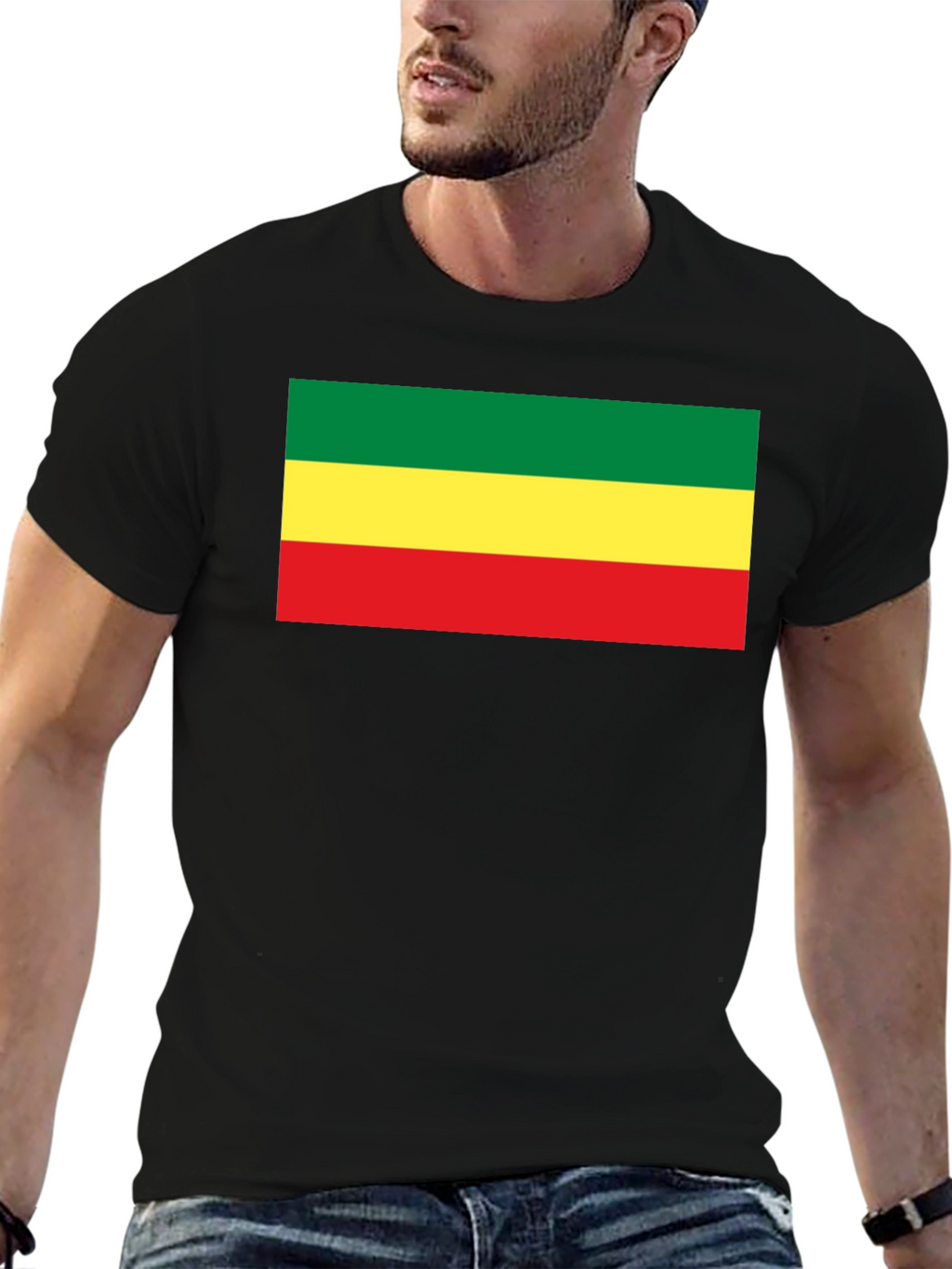 Rasta Flag T-Shirt - Black Cotton Tee
