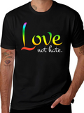 Love Not Hate T-Shirt - Rainbow Text Design
