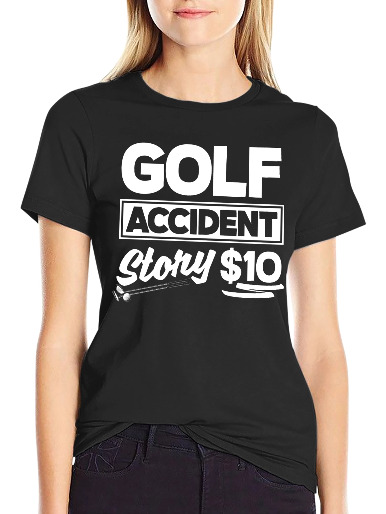 Golf Accident Story $10 Black T-Shirt