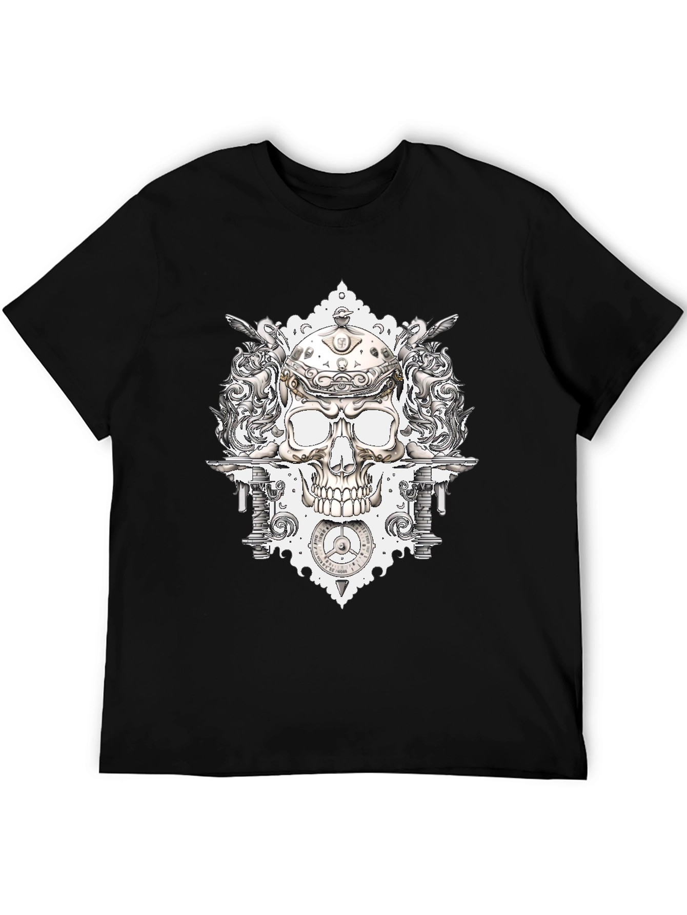 Skull & Gears Graphic Tee - Mens Black T-Shirt