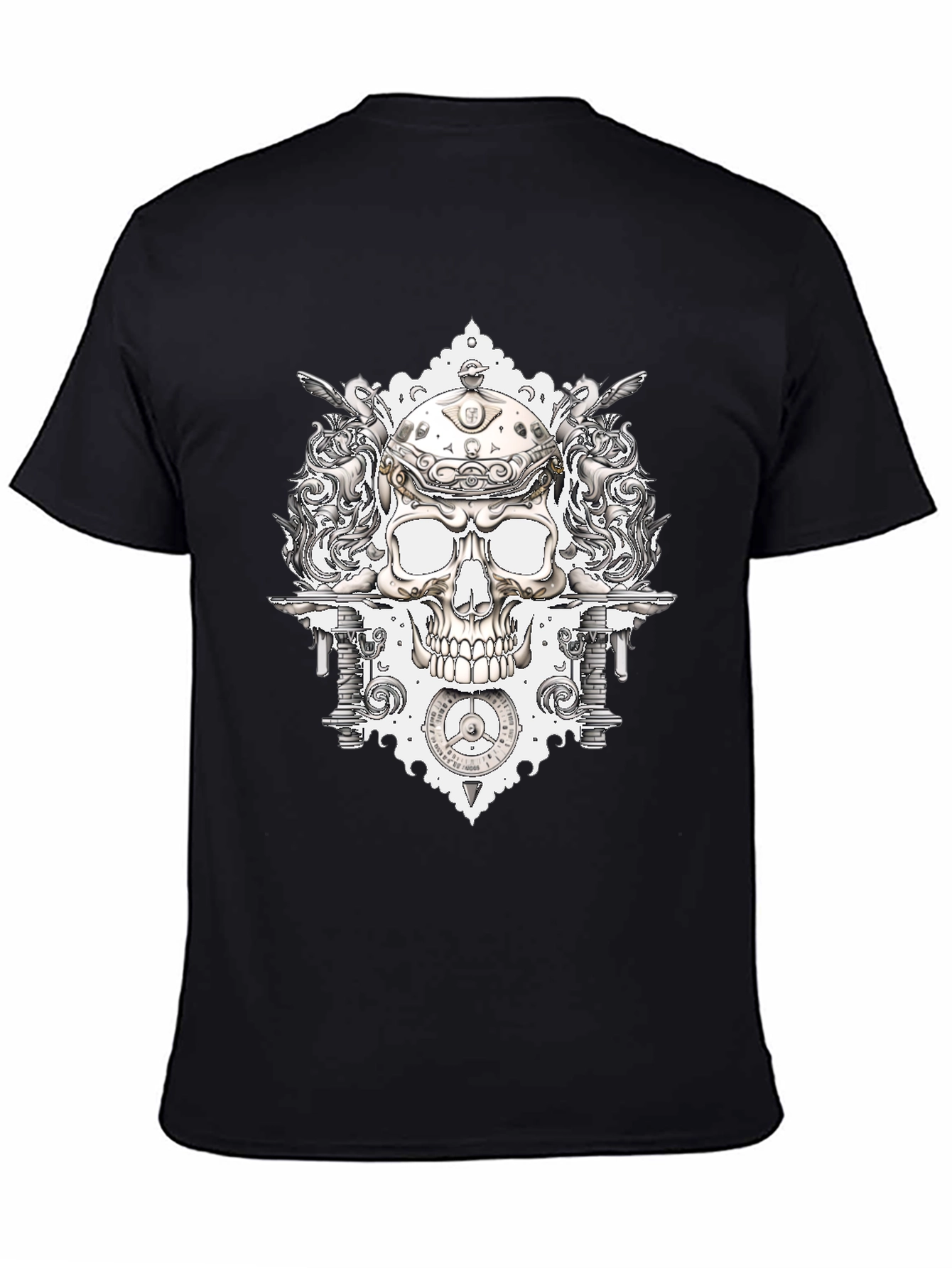 Skull & Gears Graphic Tee - Mens Black T-Shirt