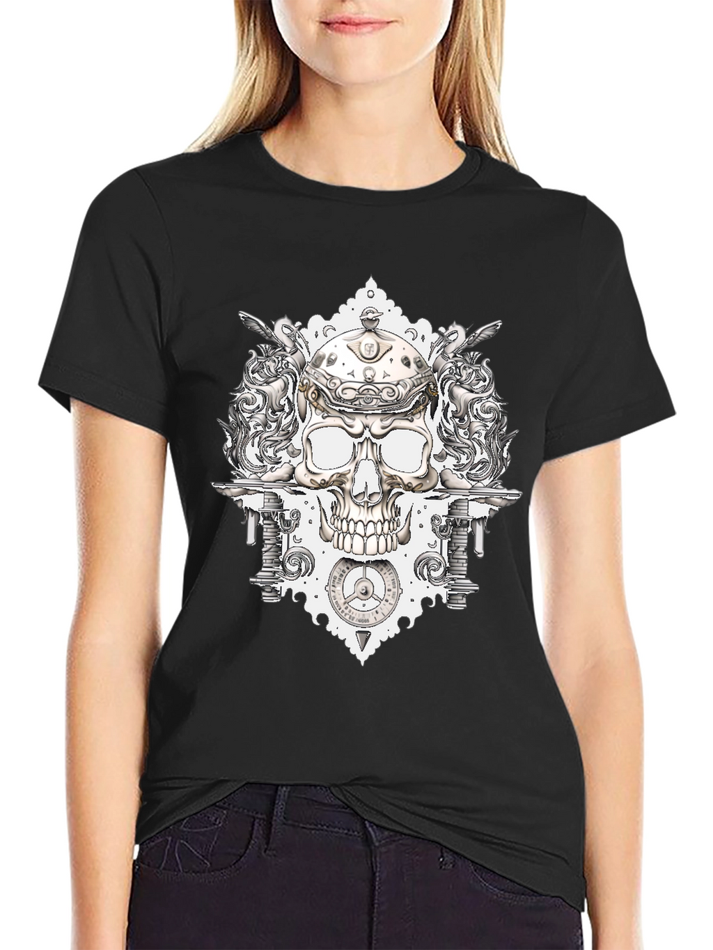 Skull & Gears Graphic Tee - Mens Black T-Shirt