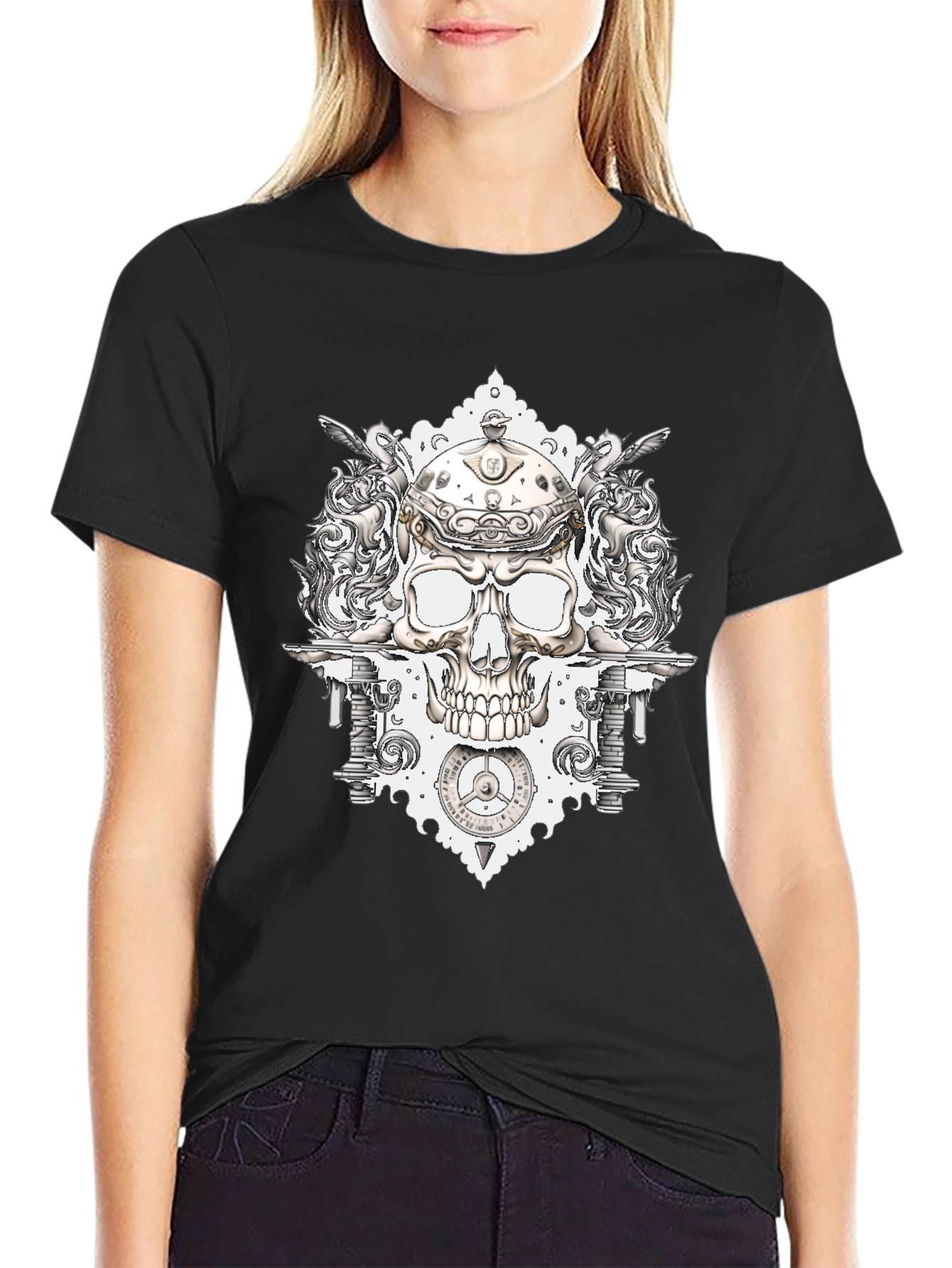 Skull & Gears Graphic Tee - Mens Black T-Shirt
