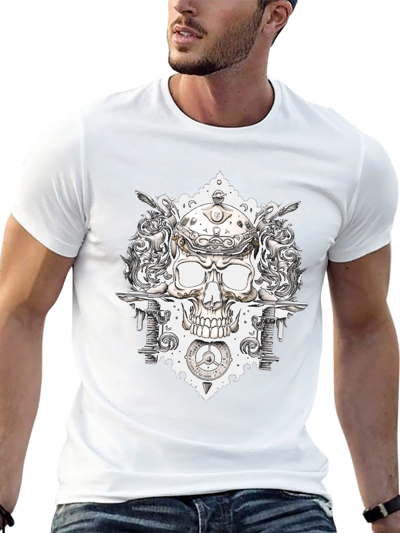 Skull & Gears Graphic Tee - Mens Black T-Shirt