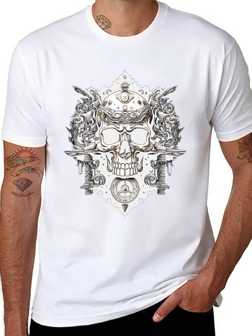 Skull & Gears Graphic Tee - Mens Black T-Shirt